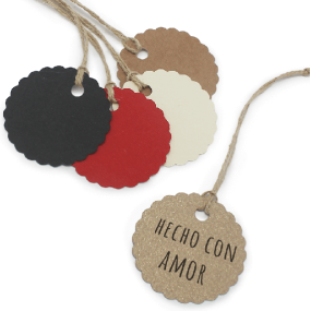 Etiquetas festoadas circulares de papelao