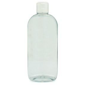Flacon ovale PET 250 ml avec bouchon de charnière blanc