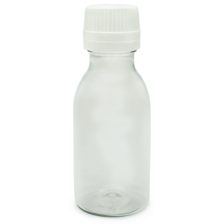 Botella pet transparente 100 ml  tapón rosca obturador gotero