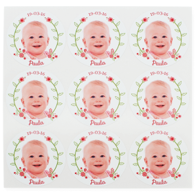 Autocollants personnalisés avec photo de baptême ronde Autocollants personnalisés avec photo de baptême ronde
