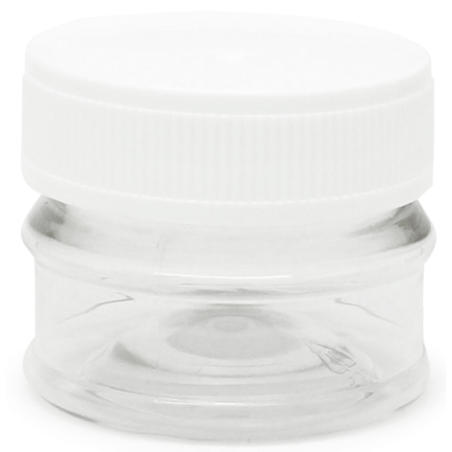 Tarro transparente cosmética 30 ml. tapa blanca