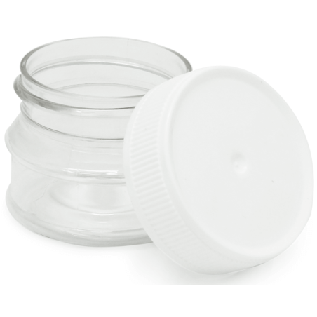 Tarro transparente cosmética 30 ml. tapa blanca