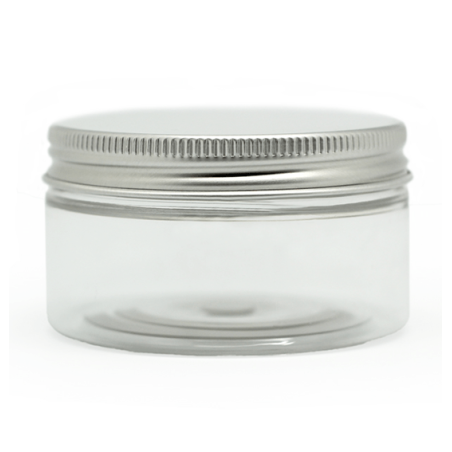 Pot transparent 100 ml couvercle en aluminium