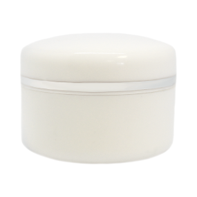 Mini tarro 5 ml blanco ribete plateado Mini tarro 5 ml blanco ribete plateado