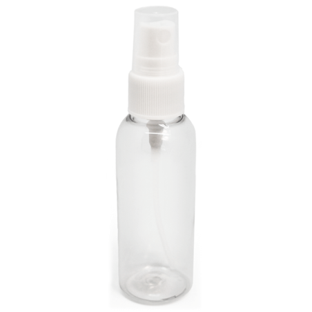Botella pet transparente larga 50 ml tapón pulverizador spray