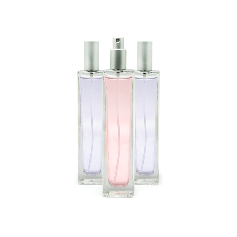 Frasco Perfumero Eva, 100 ml. cristal y tapón pulverizador metálico