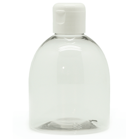 Botella pet transparente bombé 200 ml. tapón bisagra