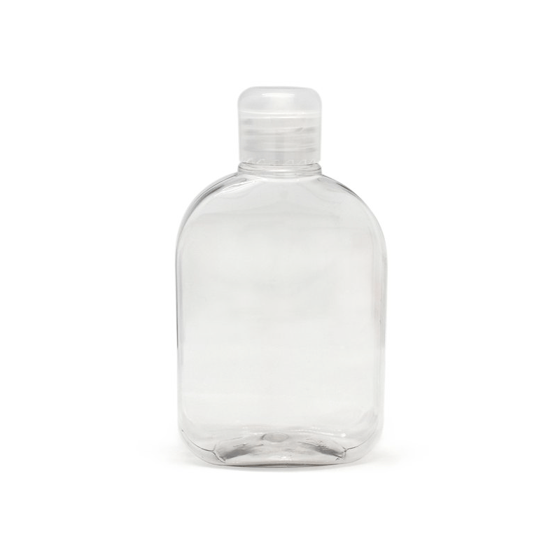 Botella pet transparente ovalada 250 ml tapón bisagra