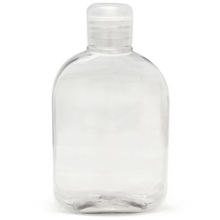 Botella pet transparente ovalada 250 ml tapón bisagra