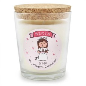 Pegatinas personalizadas de comunion redondas chica