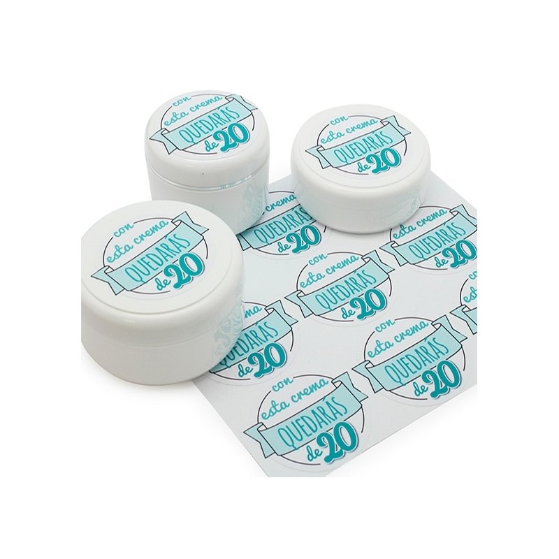 "Com este creme ficaras de 20" Etiquetas pequenas para cremes caseiros.