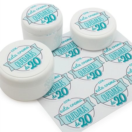 "Com este creme ficaras de 20" Etiquetas pequenas para cremes caseiros.