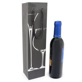 Bolsa para vino 3/8 con copas plateadas Bolsa para vino 3/8 con copas plateadas
