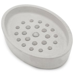 Porte-savon ovale en ciment avec des points Porte-savon ovale en ciment avec des points