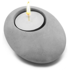 Porta- velas de cimento formato pedra