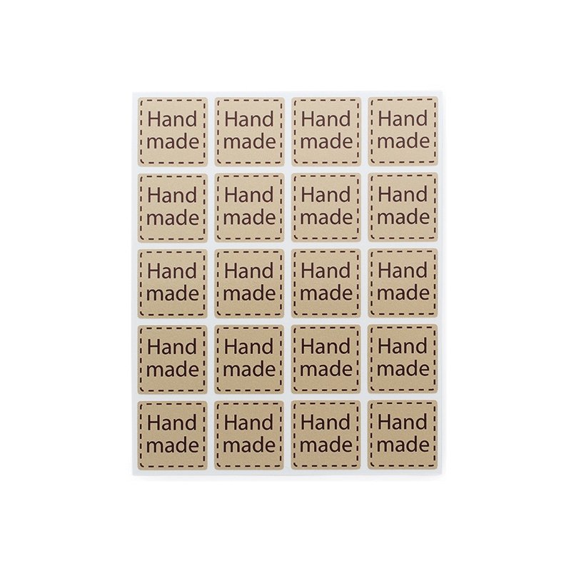 Pegatinas para produtos artesanos Quadradinhos Hand Made, blíster de 20