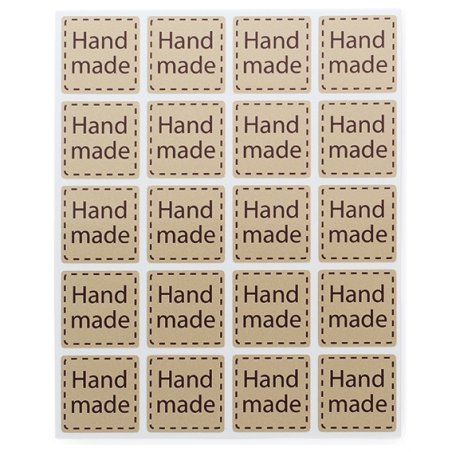 Pegatinas para produtos artesanos Quadradinhos Hand Made, blíster de 20