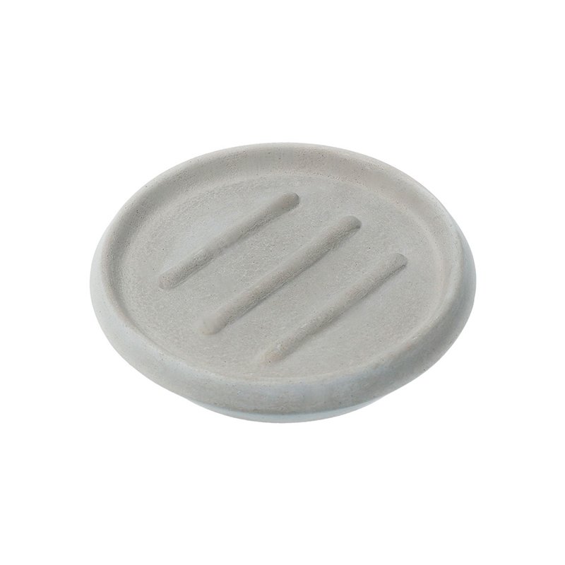 Porte-savon rond en ciment rayé