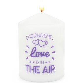 Bougie avec une phrase d’amour