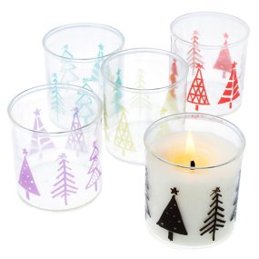 Verres 100 ml à bougies avec arbres de Noël