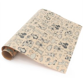 Papel de regalo kraft con animalitos Papel de regalo kraft con animalitos