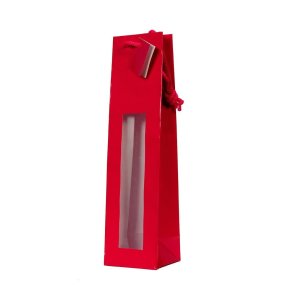 Bolsa roja para botella 3/4 con ventana Bolsa roja para botella 3/4 con ventana