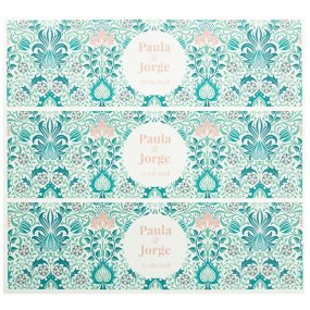 Pegatinas personalizadas flores persas verde esmeralda Pegatinas personalizadas flores persas verde esmeralda