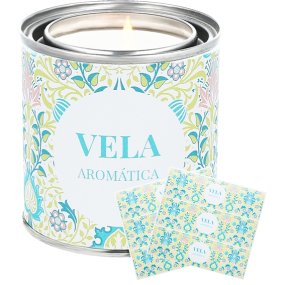 Pegatinas personalizadas flores persas mostaza y verde