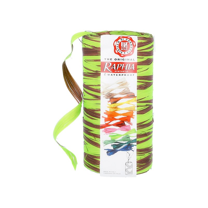Fita de rafia bicolor pistache-marrom