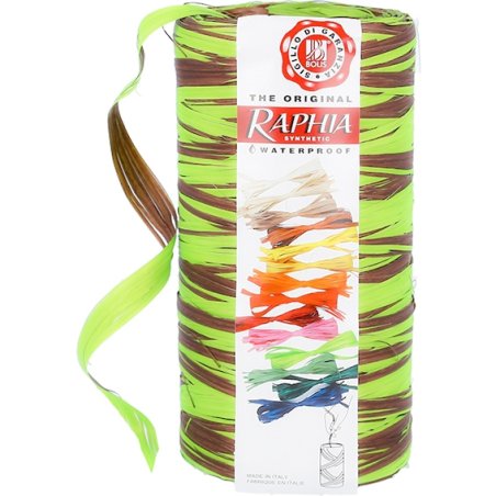 Fita de rafia bicolor pistache-marrom