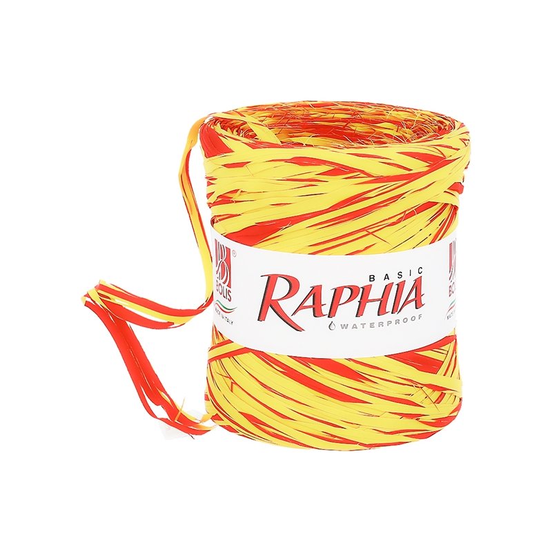 Ruban de raphia bicolore jaune-rouge