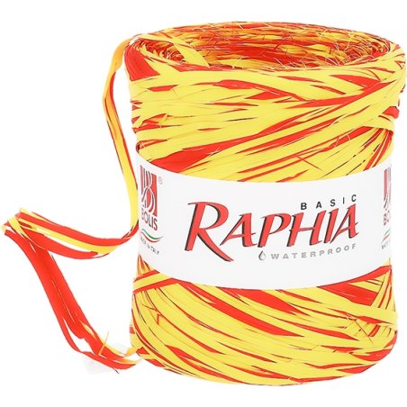 Ruban de raphia bicolore jaune-rouge