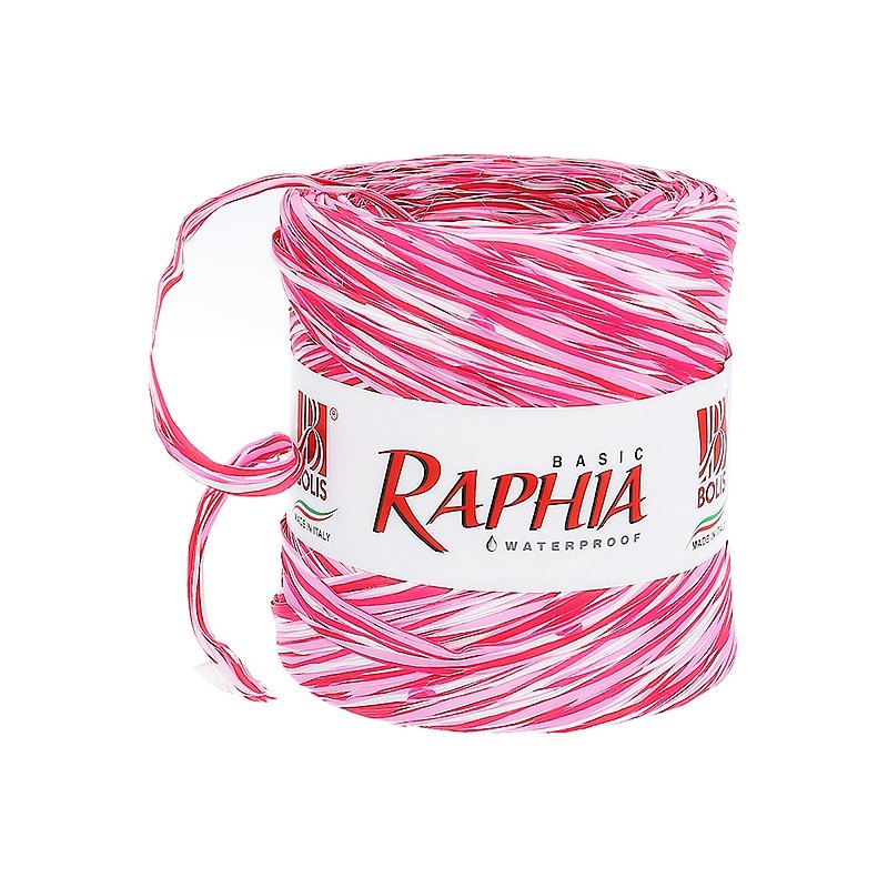 Ruban de raphia tricolore fuchsia-blanc-rose