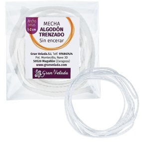 Pavio algodao trançado sem encerar 1-2 cm Pavio algodao trançado sem encerar 1-2 cm