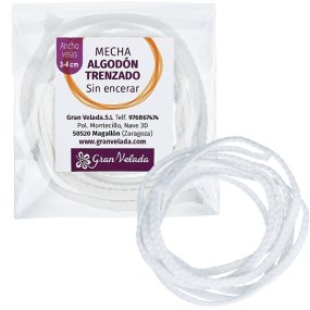 Pavio algodao trançado sem encerar 3-4 cm Pavio algodao trançado sem encerar 3-4 cm