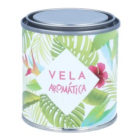 Pegatinas latas velas tropicales verdes
