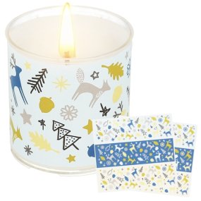 Pegatinas bosque navideño tonos azules pequeñas