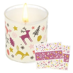 Pegatinas bosque navideño tonos ciruela pequeñas