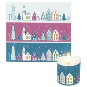 Pegatinas pueblo nevado verdes pequeñas