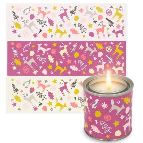 Pegatinas bosque tonos rosas para velas en lata Pegatinas bosque tonos rosas para velas en lata