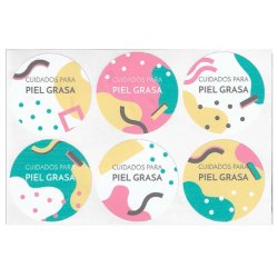 Blíster de pegatinas para identificar cremas de piel grasa