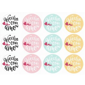 Pegatinas redondas hecho con amor Pegatinas redondas hecho con amor