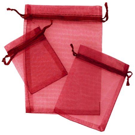 Pochettes organza nuances de rouge