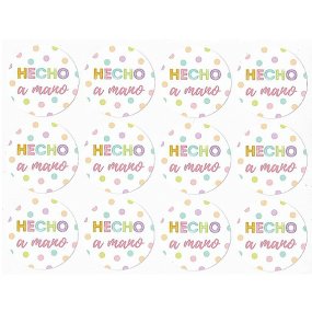 Adesivos feito a mao com bolinhas coloridas