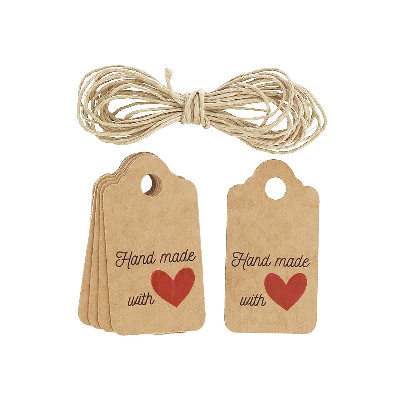 Etiquetas de cartao kraft hand made with love
