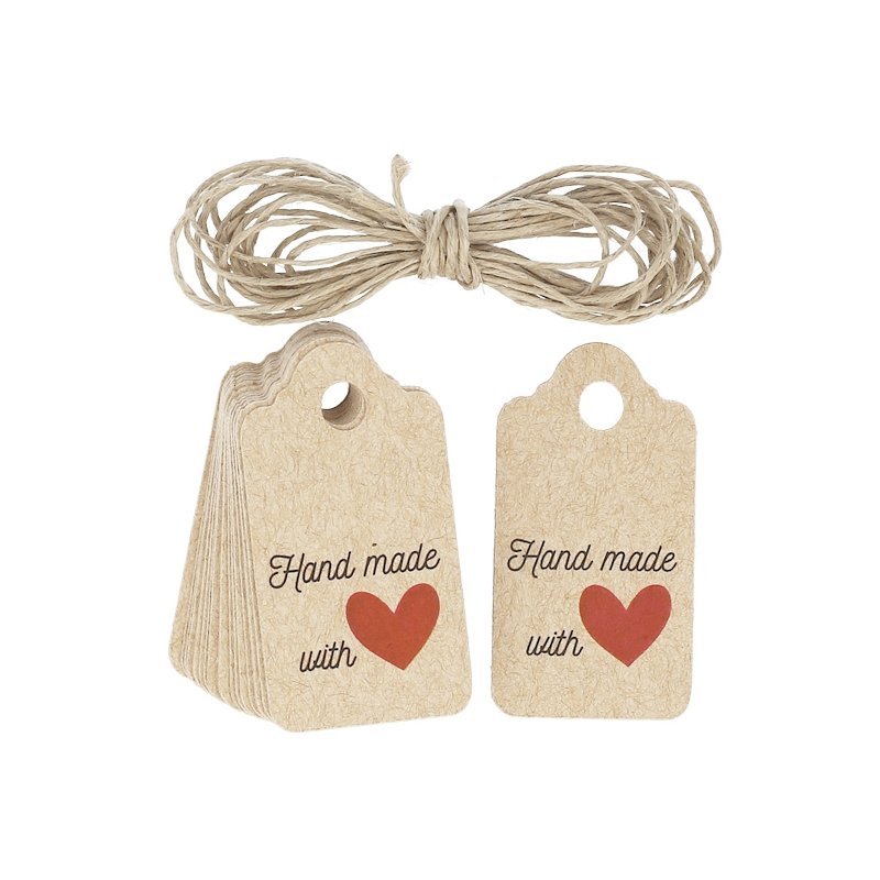 Etiquetas de carton rectangular hand made with love