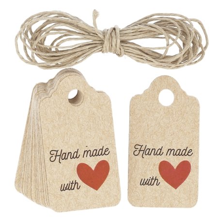 Etiquetas de carton rectangular hand made with love