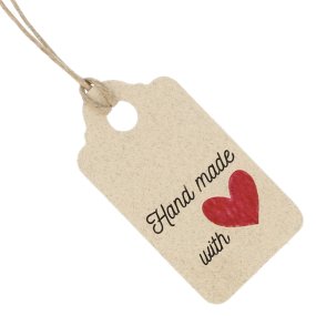 Étiquettes rectangulaires en carton recyclé faites à la main avec amour