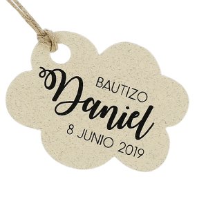 Etiquetas de carton bautizo personalizadas nubes Etiquetas de carton bautizo personalizadas nubes