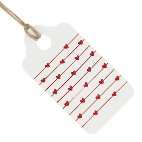 Étiquettes rectangulaires en carton blanc avec cœurs